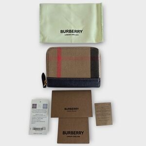 Burberry Zip Around Check Wallet Dark Canvas Blue